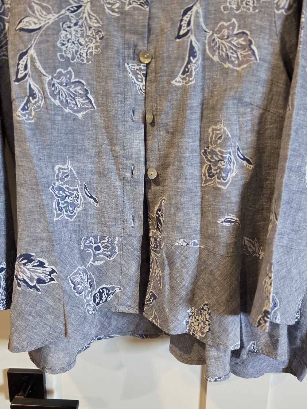 # Habitat Light Greyish Blue Floral Linen-blend Button-front Top & Pants Set - Picture 2 of 16